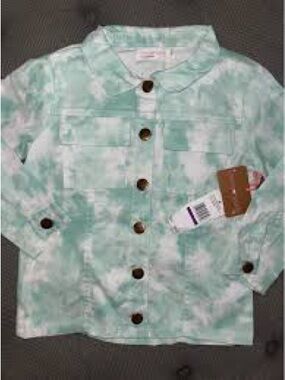 NWT Young Hearts Mint Tie-Dye Button Front Jacket Size 6